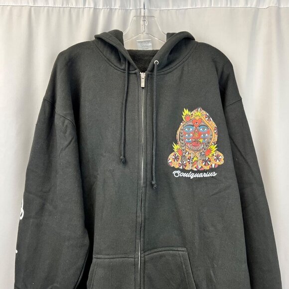 Soulquarius Men’s Full Zip Tour Hoodie Long Sleeve Pockets Black/Multi Size XL - Picture 1 of 9